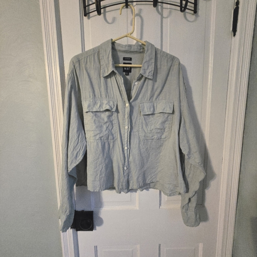 Linen button down top, XL, Gap